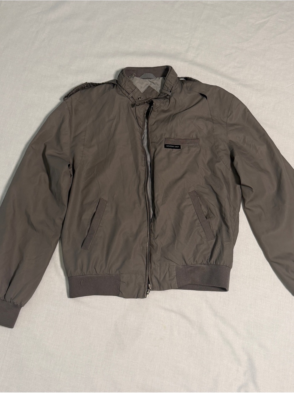 Vintage 80s Members Only Jacket Sz 40 Gray Hong Kong Rainbow Tag AS IS
